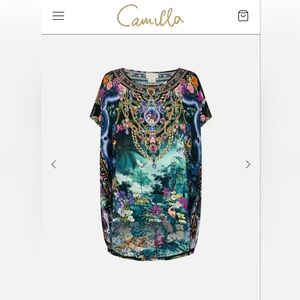 Camilla Luxury Richly Hand Embellished Jewelled High Low Silky Oversized Tunic.
